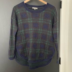 Madewell tartan plaid wool blend tapered sweater